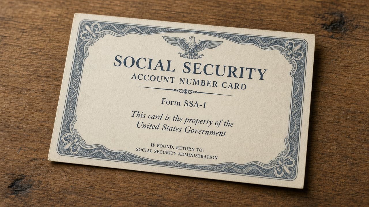 Illustrative vintage Social Security card concept