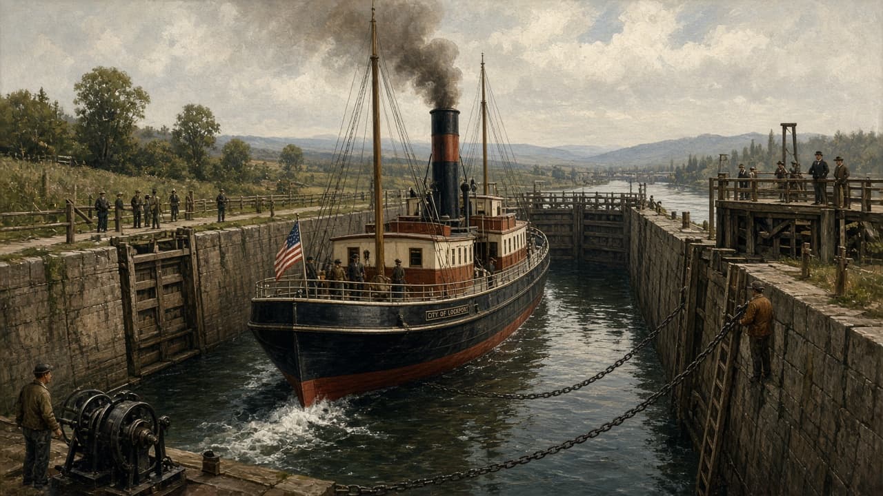 Illustrative SS Ancon in canal