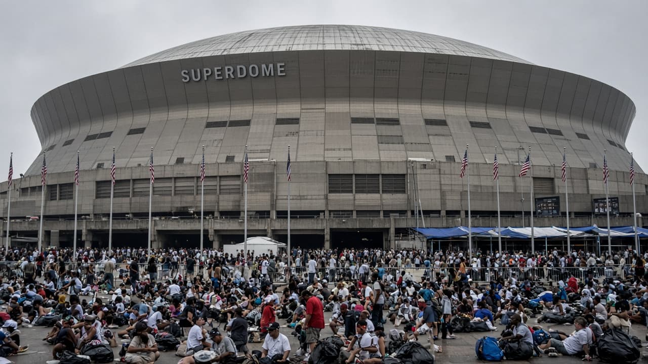Illustrative Superdome shelter scene