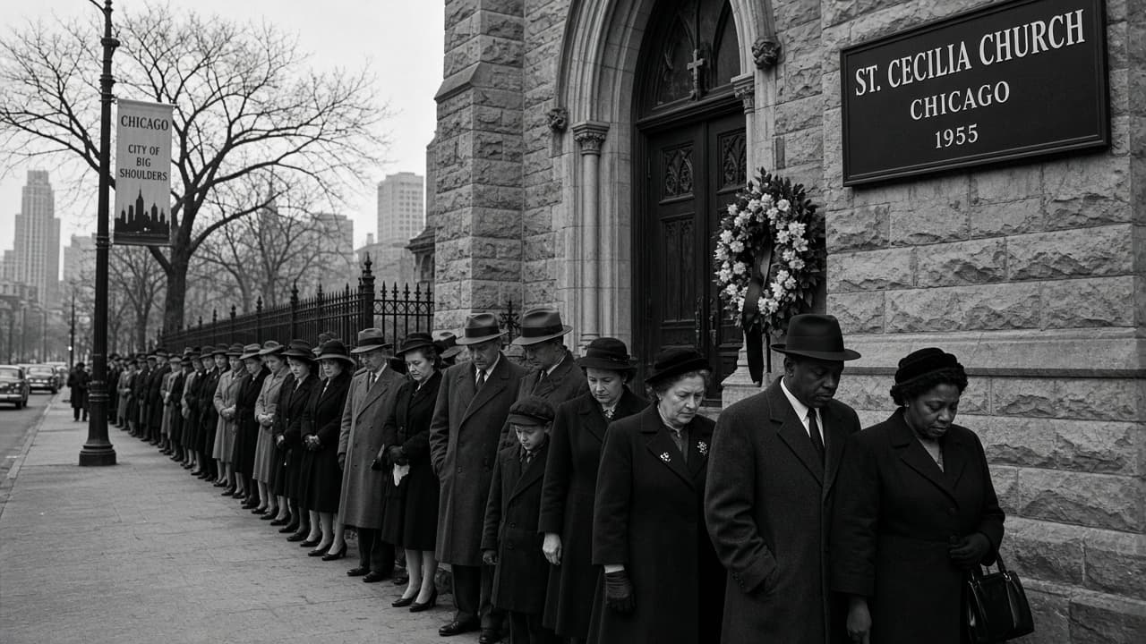 Illustrative Chicago funeral crowds 1955