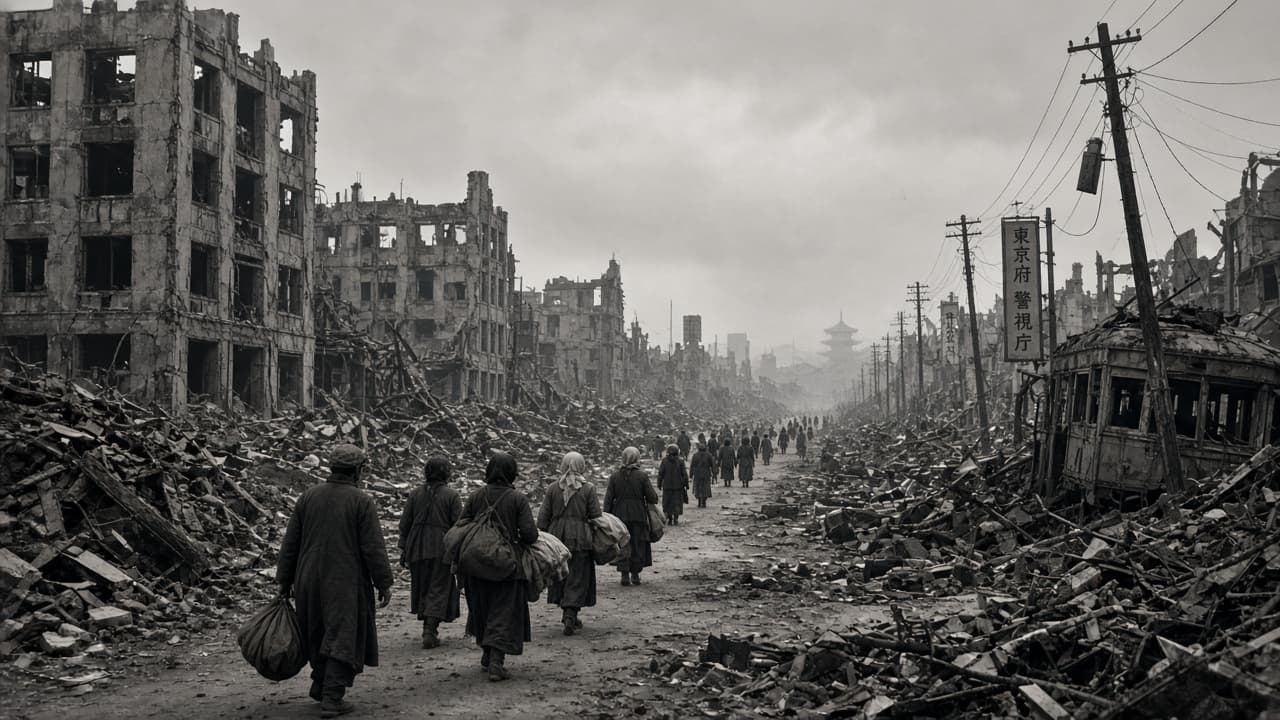 Illustrative Tokyo 1945 ruined streets