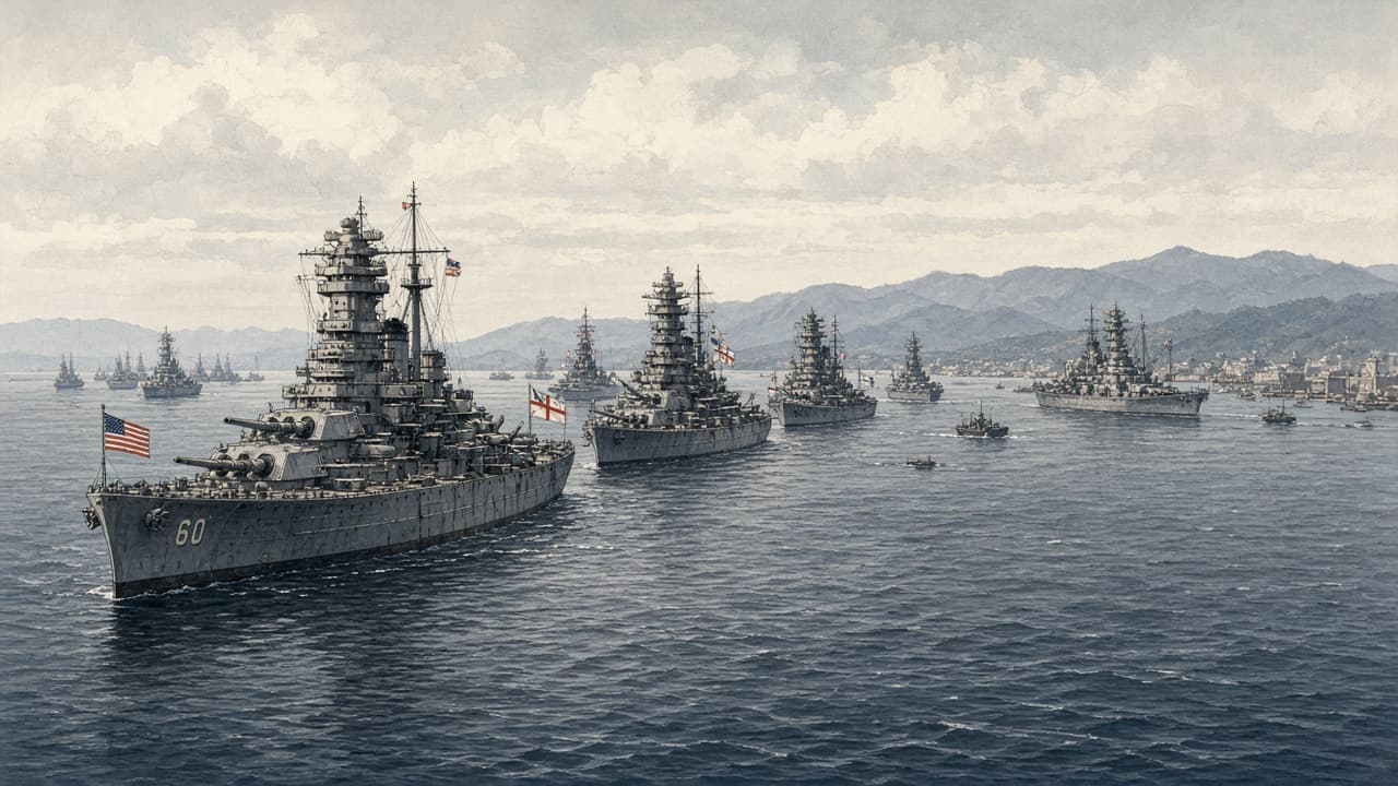 Illustrative Allied fleet in Tokyo Bay