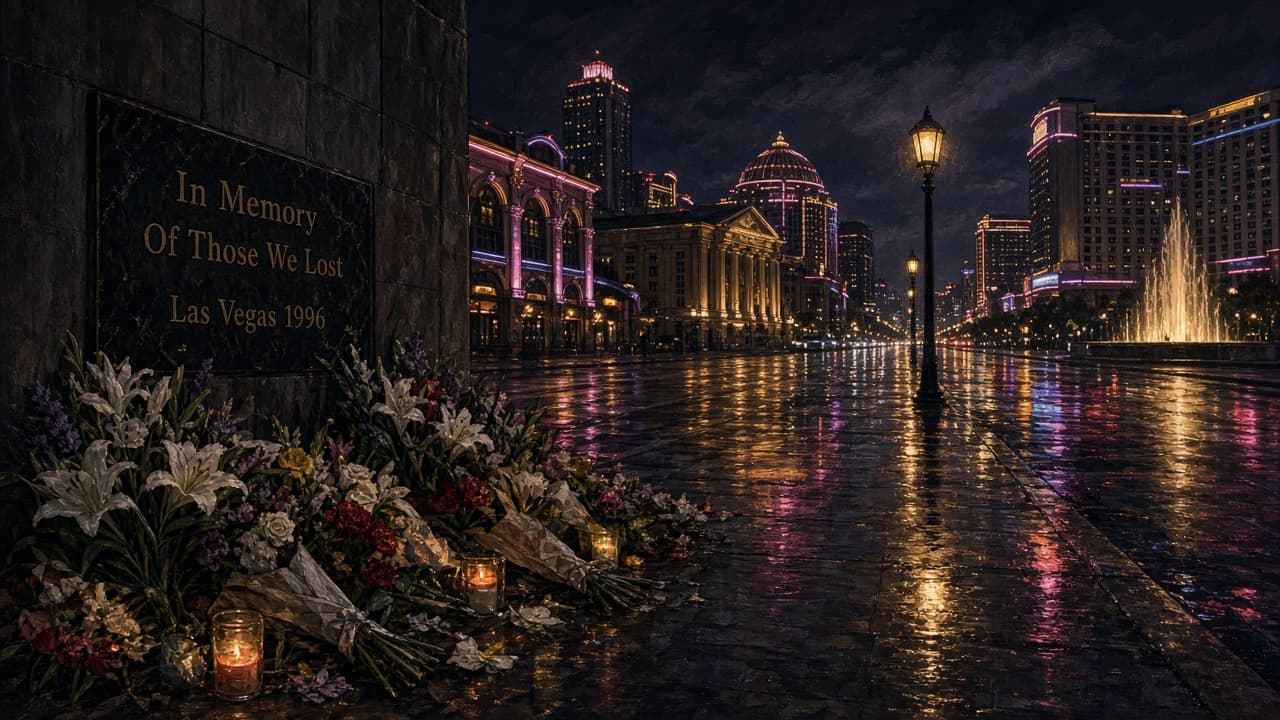 Illustrative night view of the Las Vegas Strip around 1996