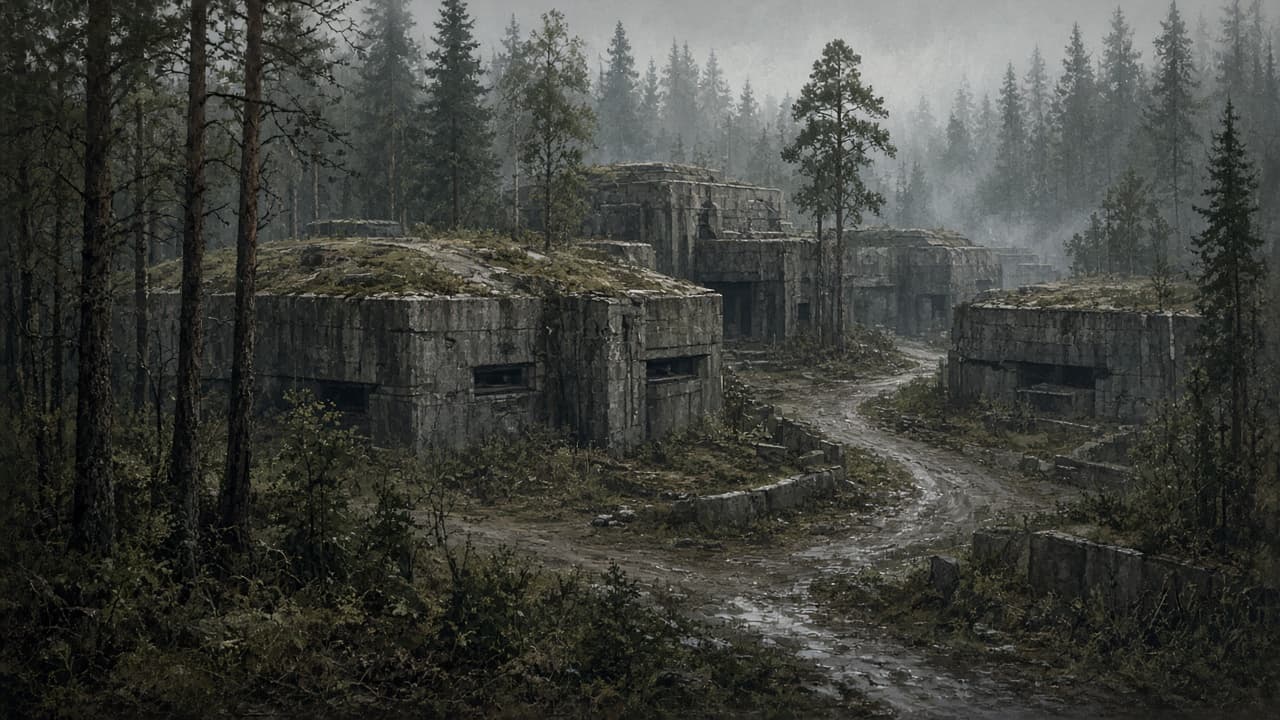 Illustrative view of the wrecked wooden conference barrack at the Wolf's Lair after the explosion
