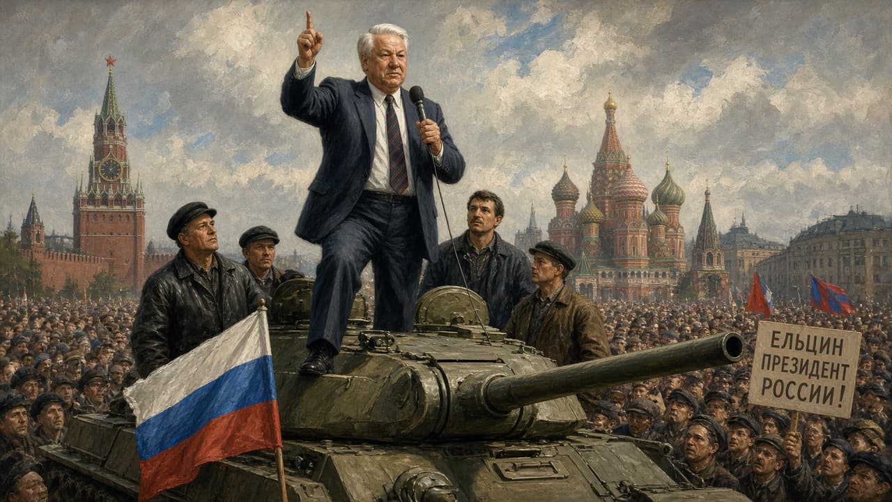 Illustrative Yeltsin on tank 1991