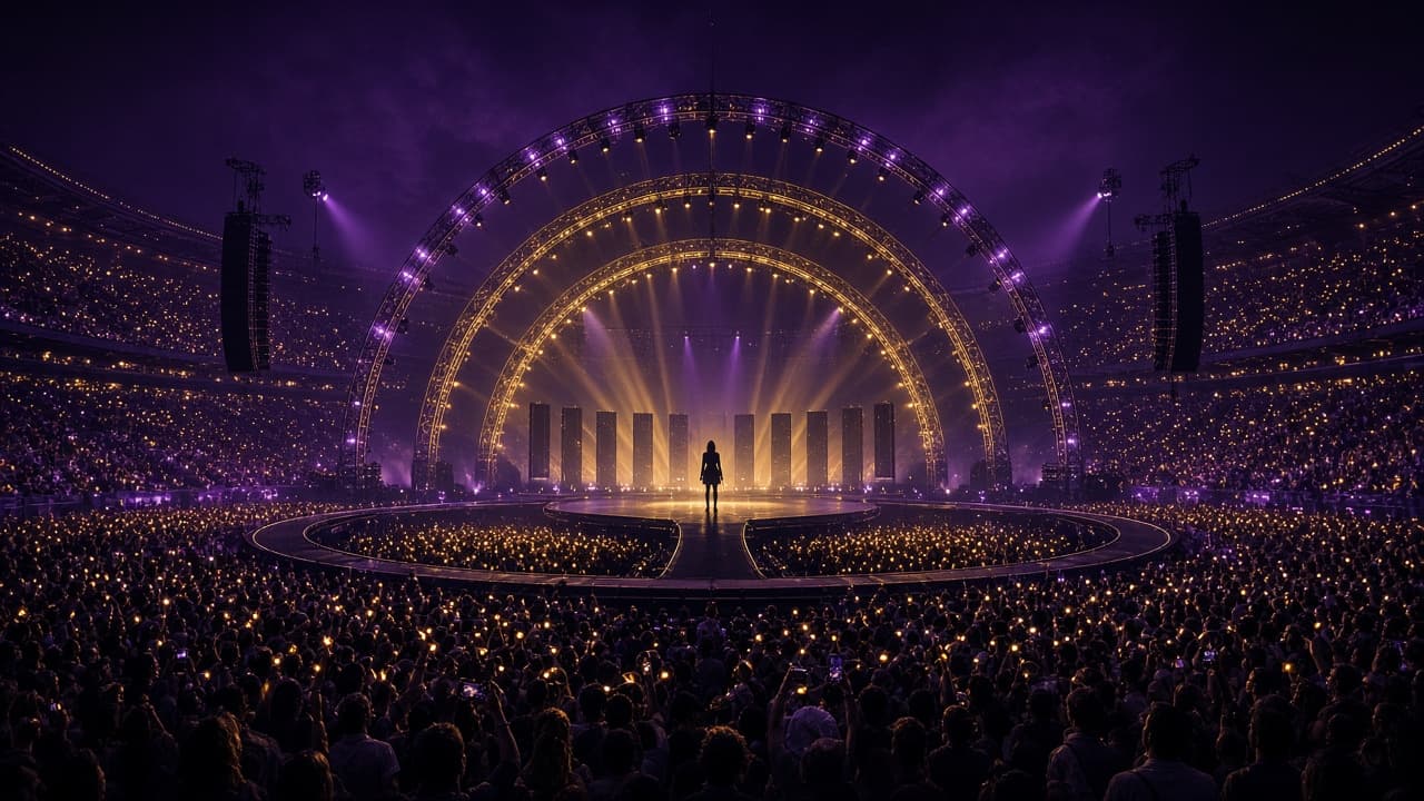 Illustrative Eras Tour stadium stage and crowd