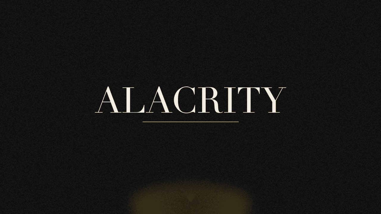 Editorial graphic of the word alacrity