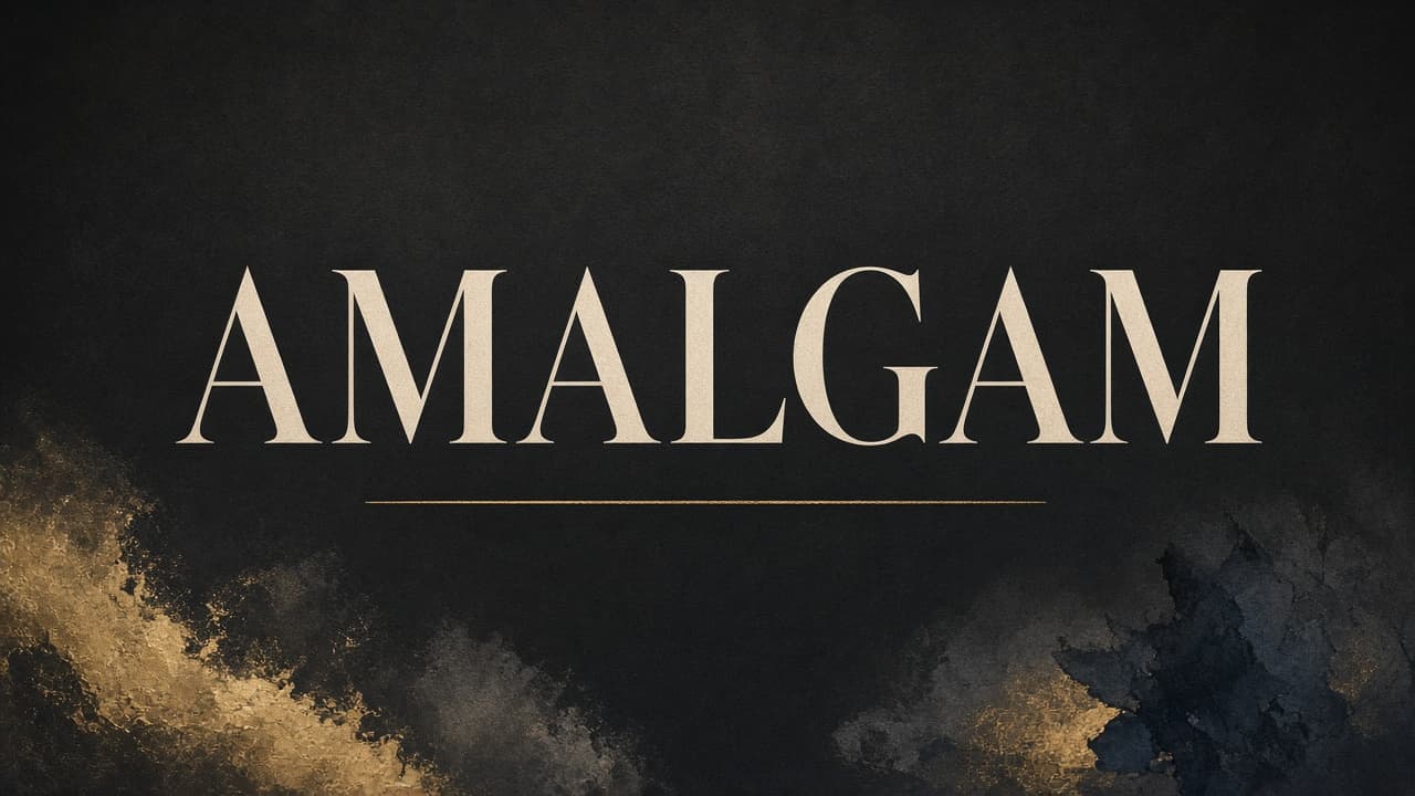 Editorial graphic of the word amalgam