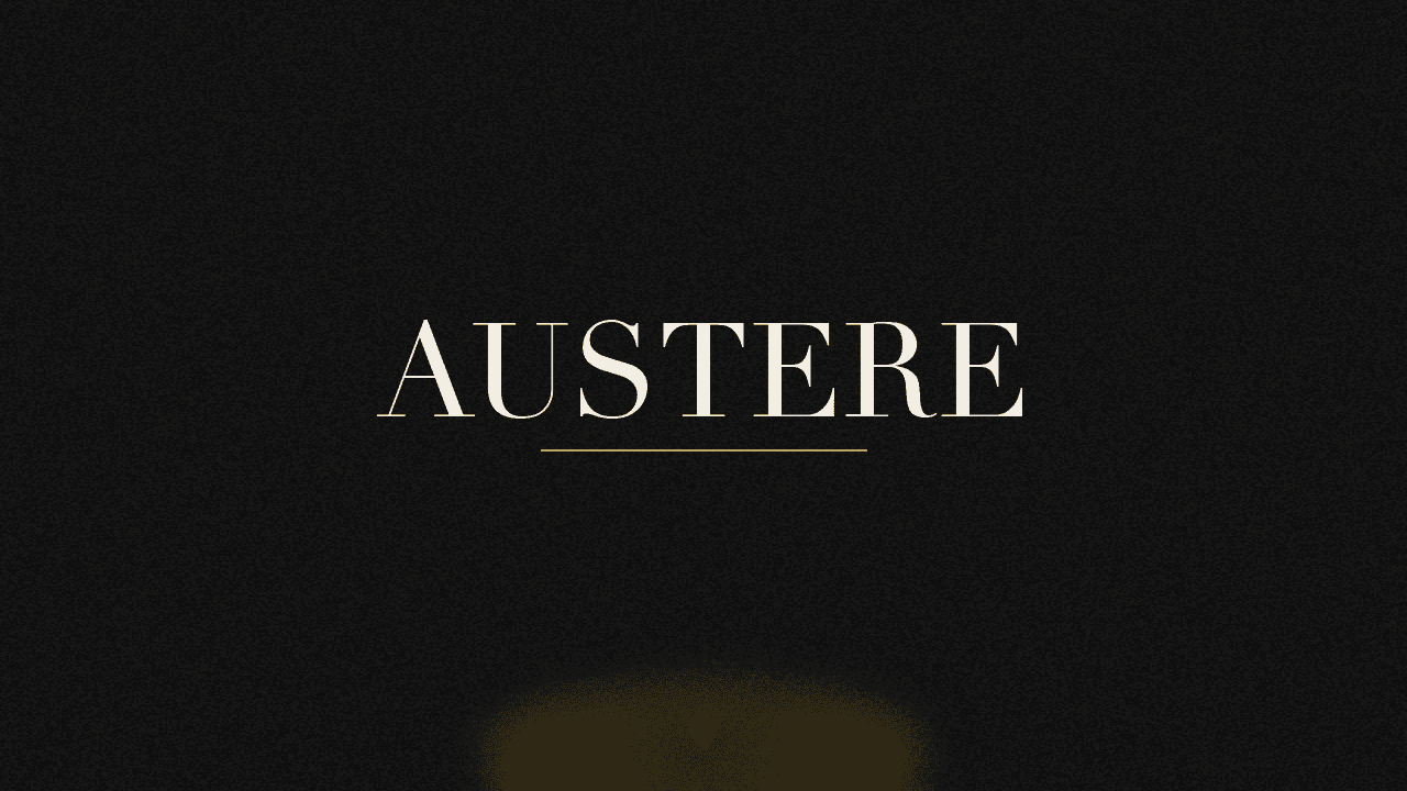 Editorial graphic of the word austere