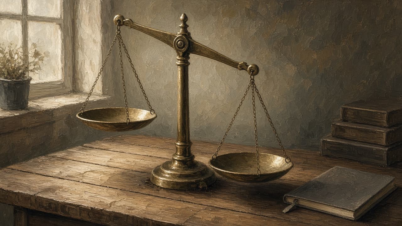 Balance scale tipped heavily to one side