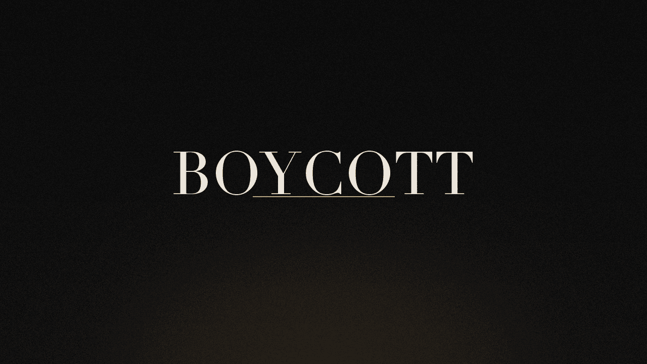 Editorial graphic of the word boycott