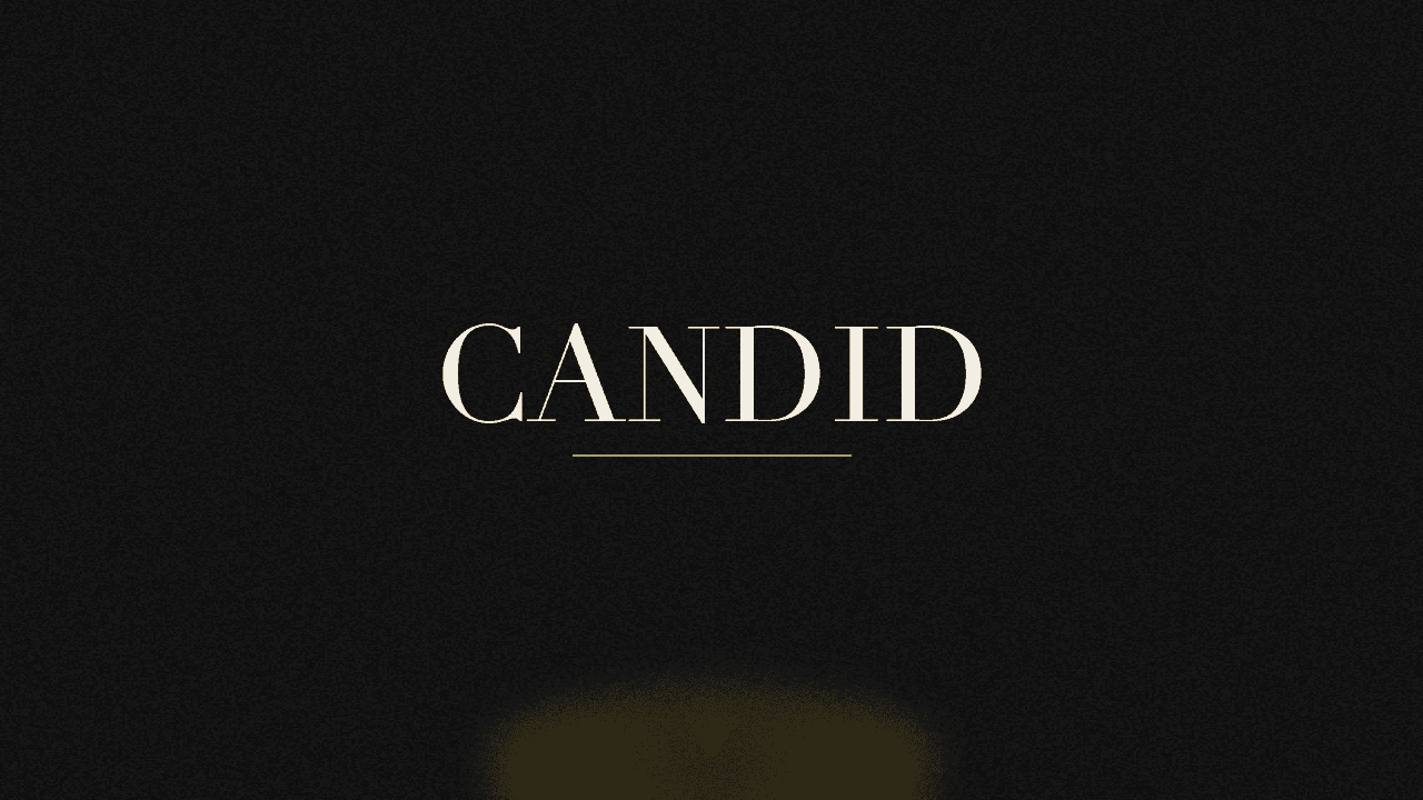 Editorial graphic of the word candid
