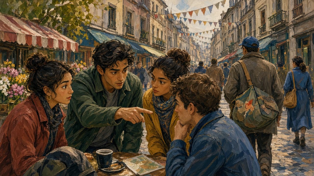 Sharp-eyed observer pointing out a detail in a busy scene