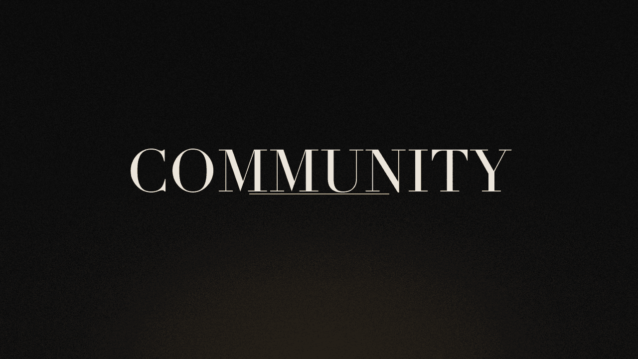 Editorial graphic of the word community