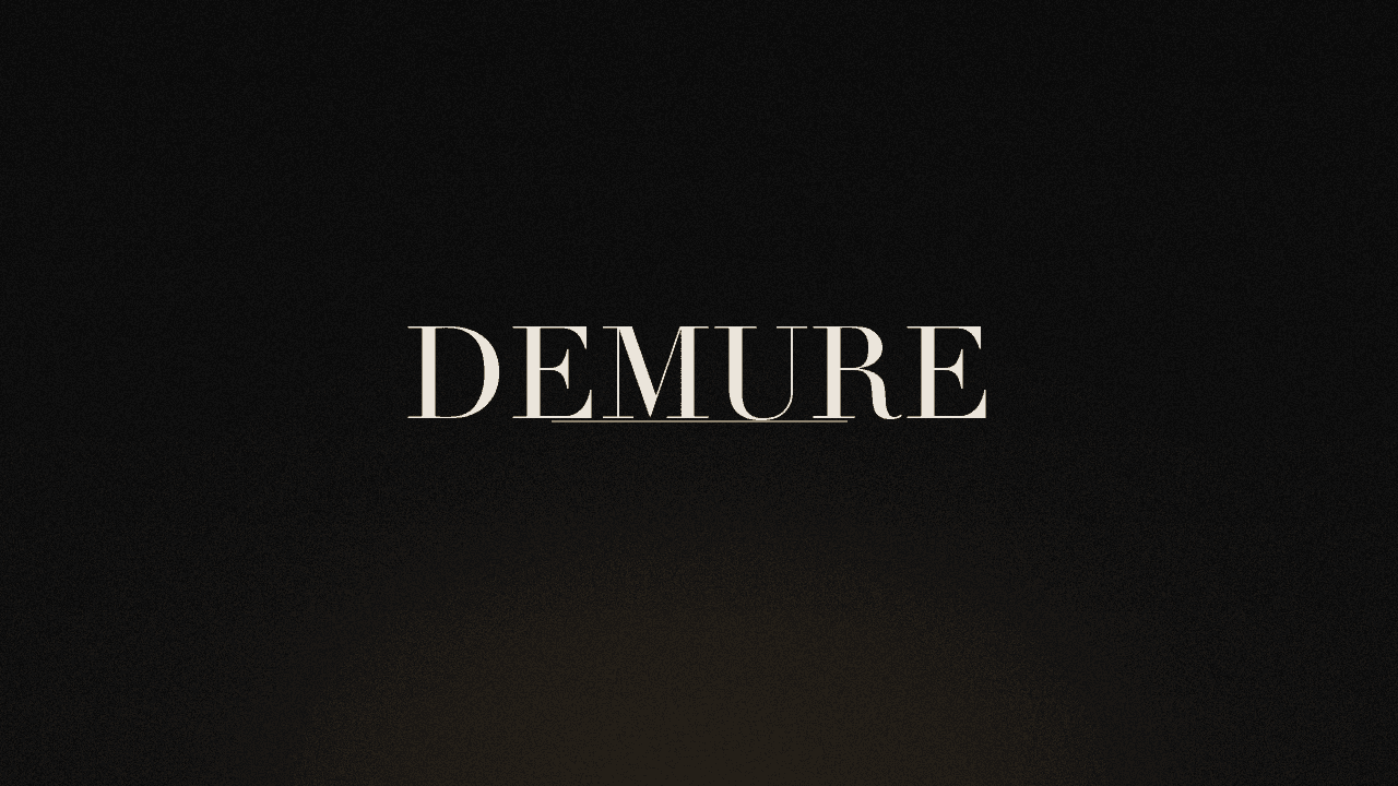 Editorial graphic of the word demure