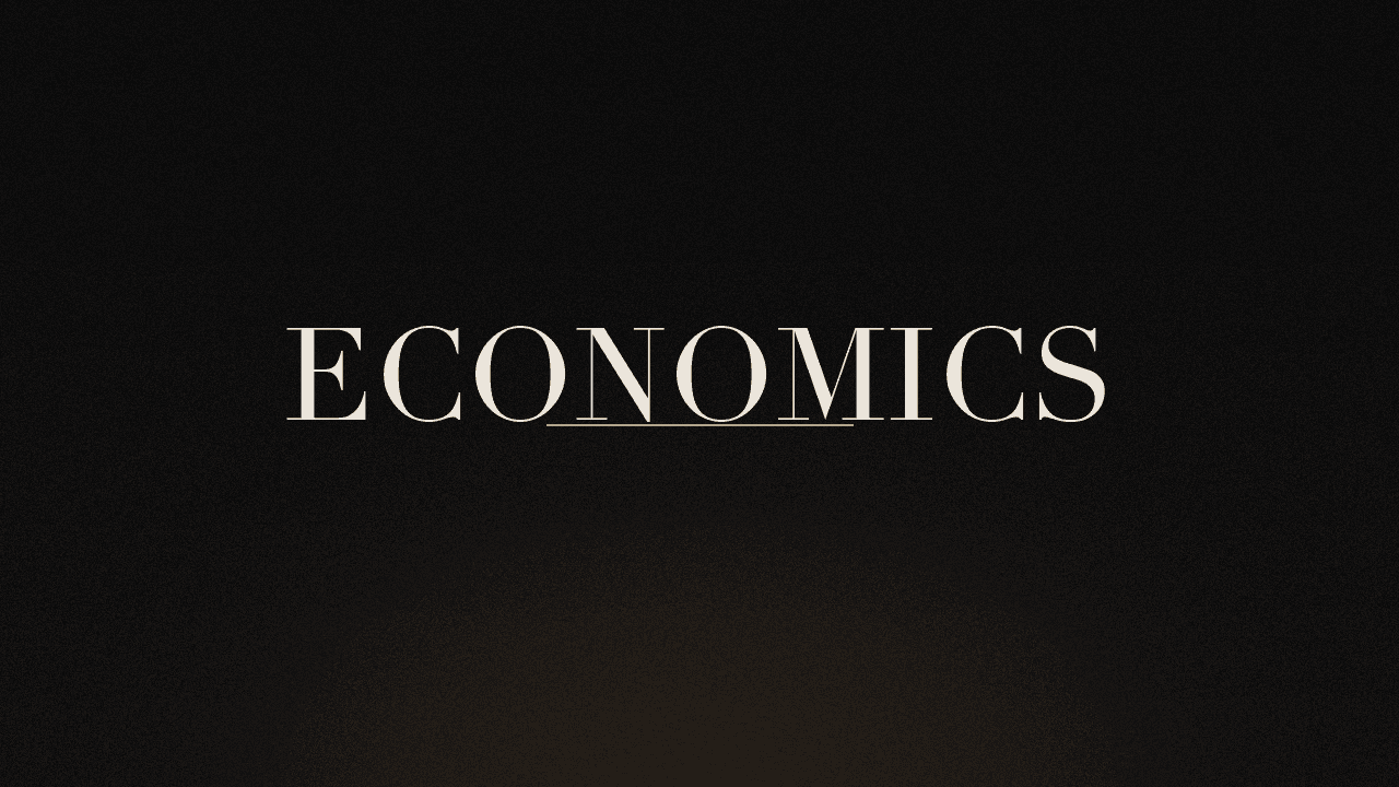 Editorial graphic of the word economics
