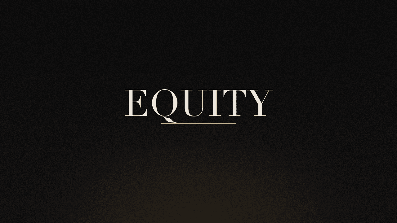 Editorial graphic of the word equity