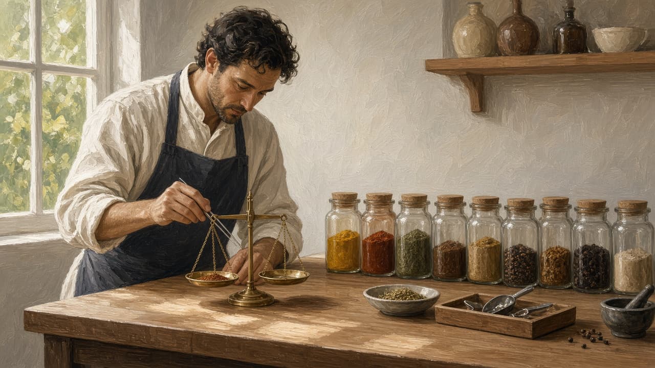 Person aligning jars on a spotless counter