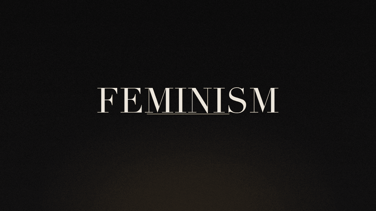 Editorial graphic of the word feminism