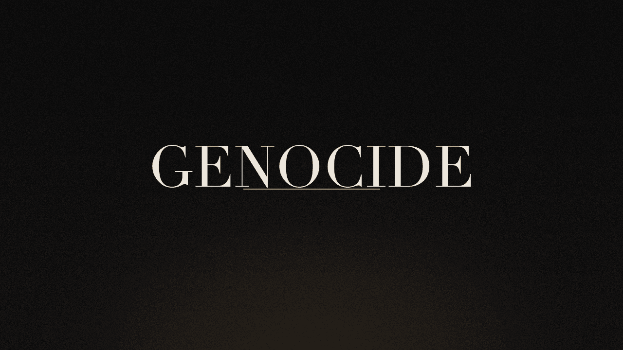Editorial graphic of the word genocide