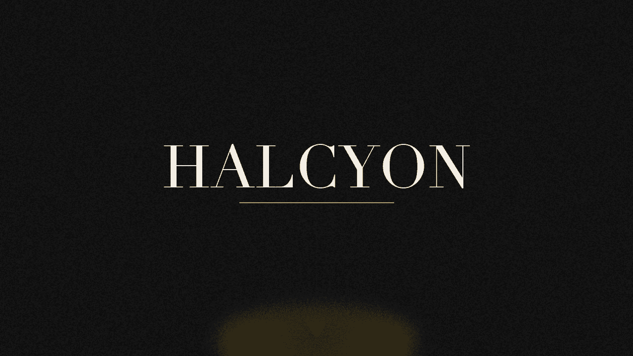 Editorial graphic of the word halcyon