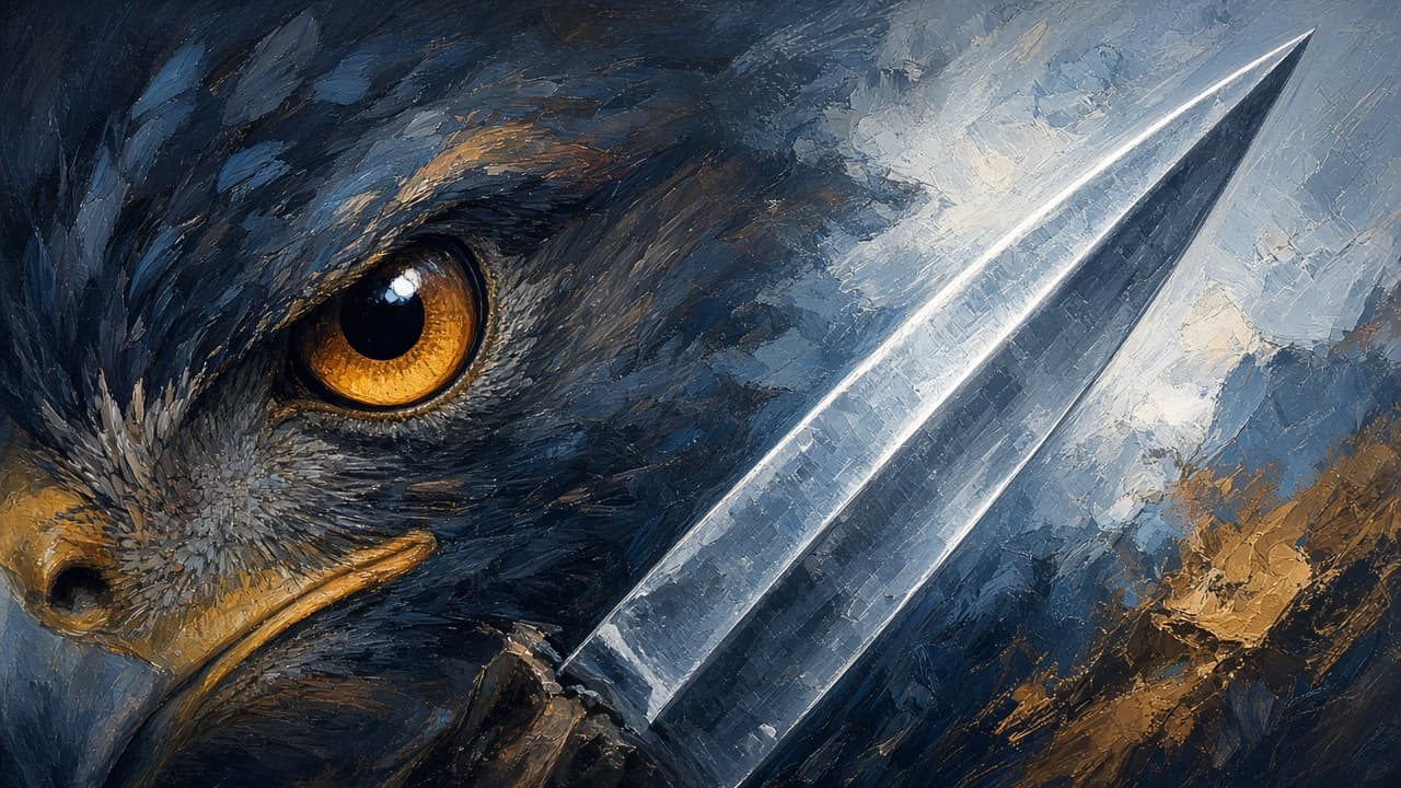Falconer and hawk watching distant prey intently