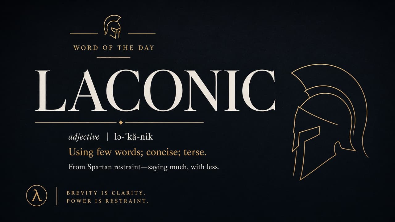Editorial graphic of the word laconic
