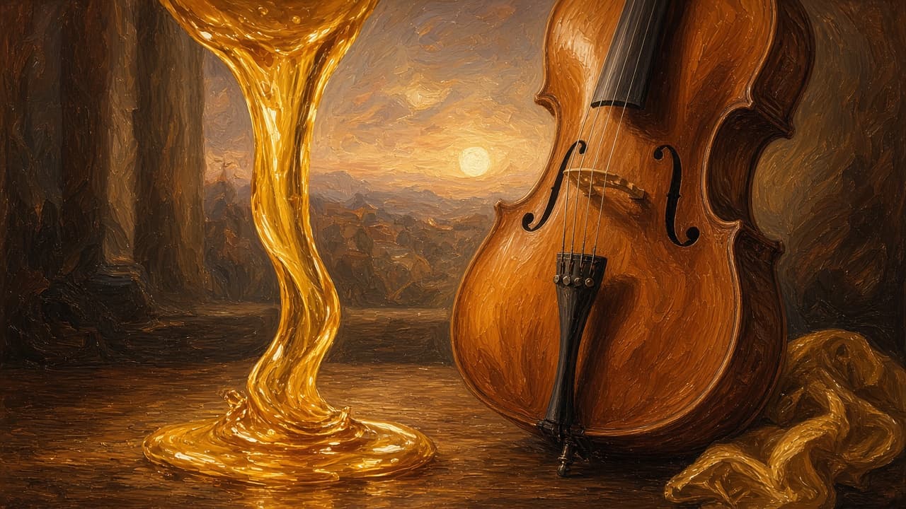 Singer and cello bathed in honey-gold light