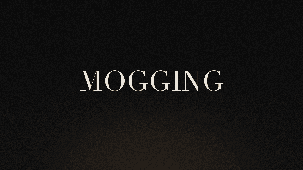 Editorial graphic of the word mogging