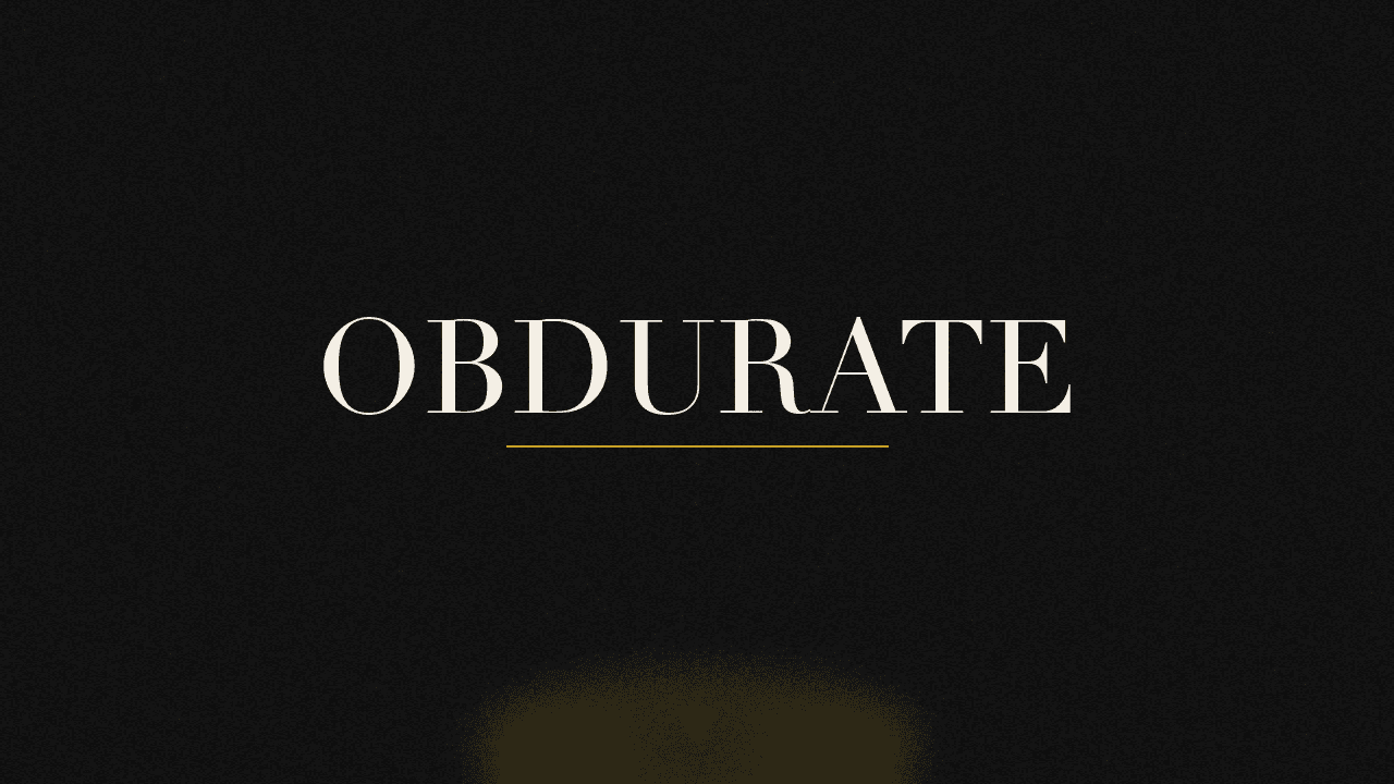 Editorial graphic of the word obdurate
