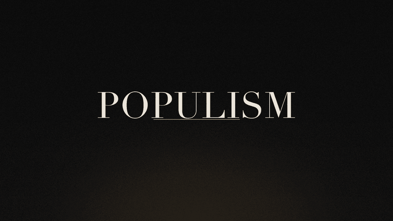 Editorial graphic of the word populism