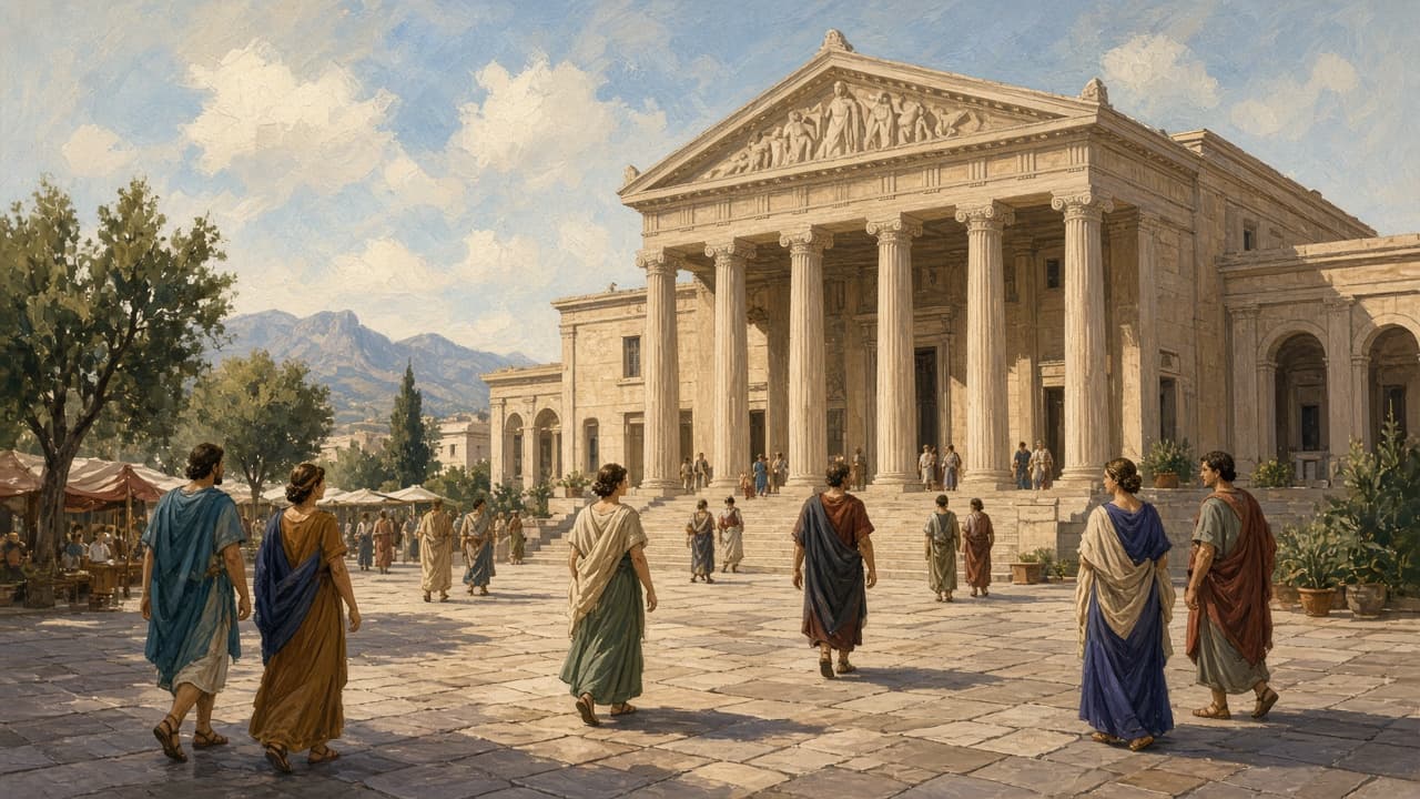 Civic building with a public square and no royal throne