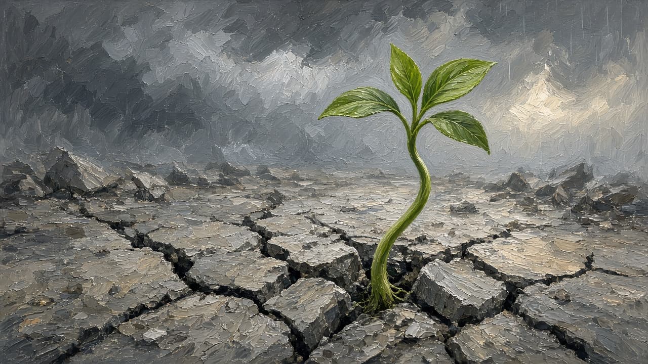 Sapling springing upright after a storm