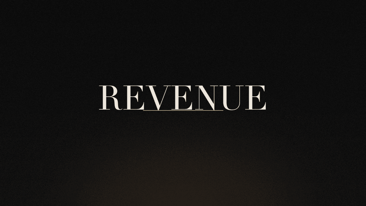 Editorial graphic of the word revenue