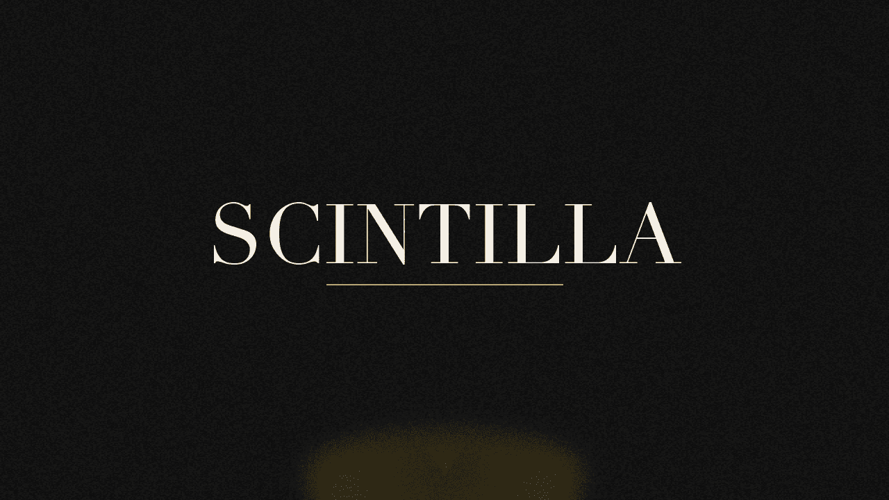 Editorial graphic of the word scintilla