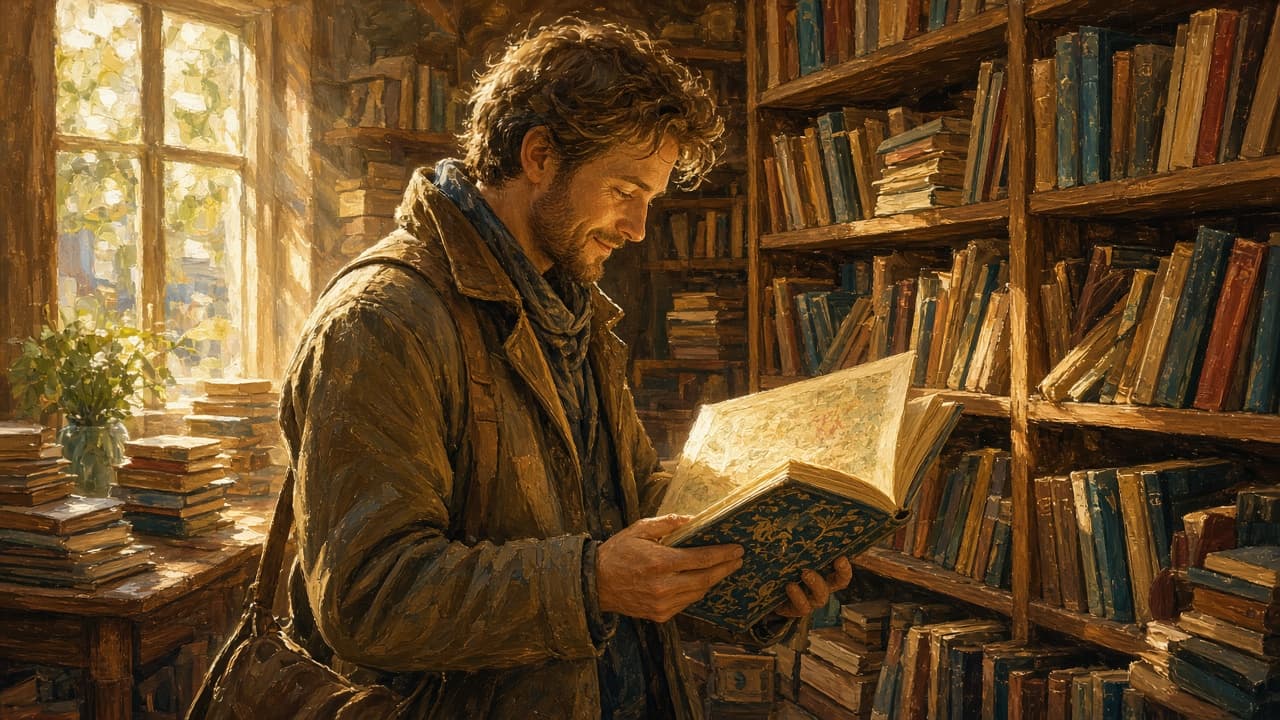 Shopper finding an unexpected book on the floor