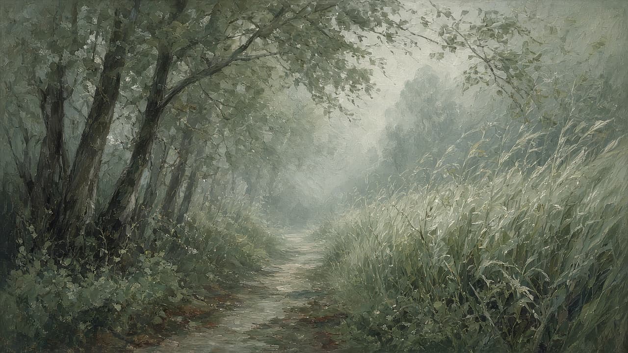 Wind softly moving grass and leaves