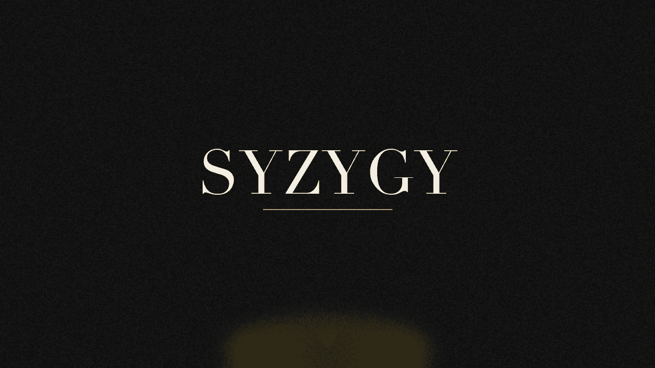 Editorial graphic of the word syzygy