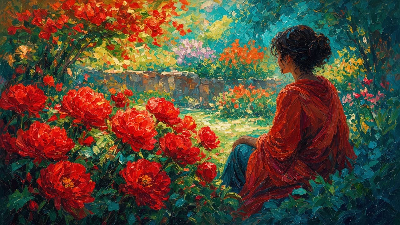 Bright saturated fruit and flowers under strong sun