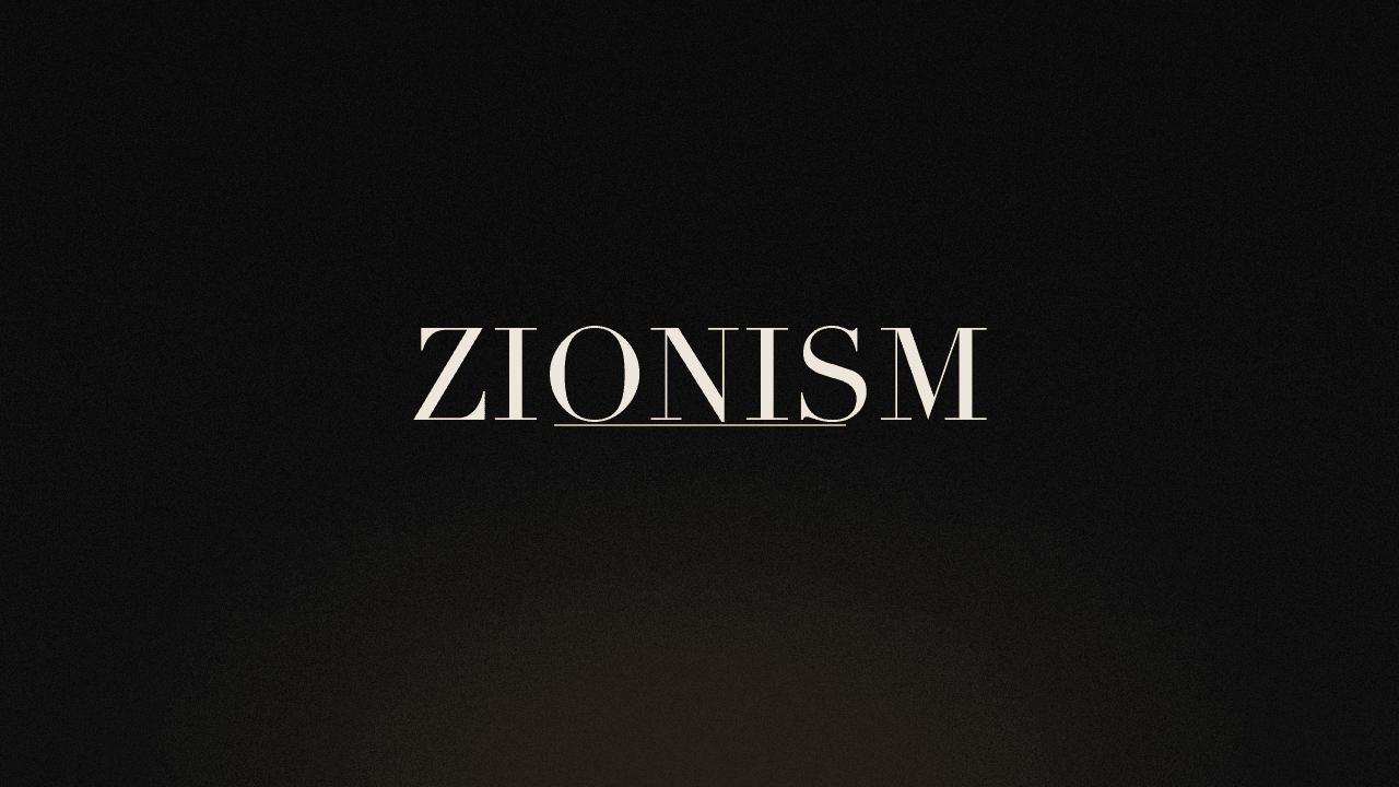 Editorial graphic of the word zionism